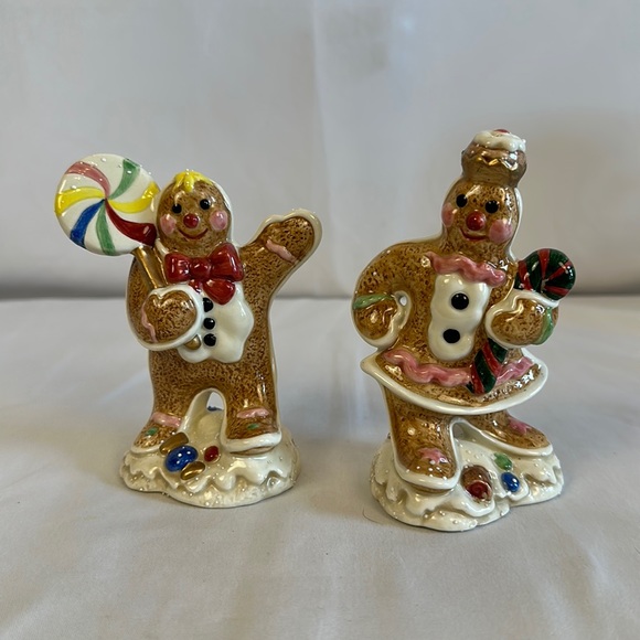 Fitz and Floyd Holiday Vintage Fitz And Floyd Candy Lane Gingerbread Salt Pepper Shakers